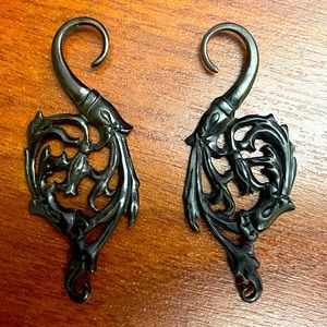 Carved Horn 12 gauge earrings